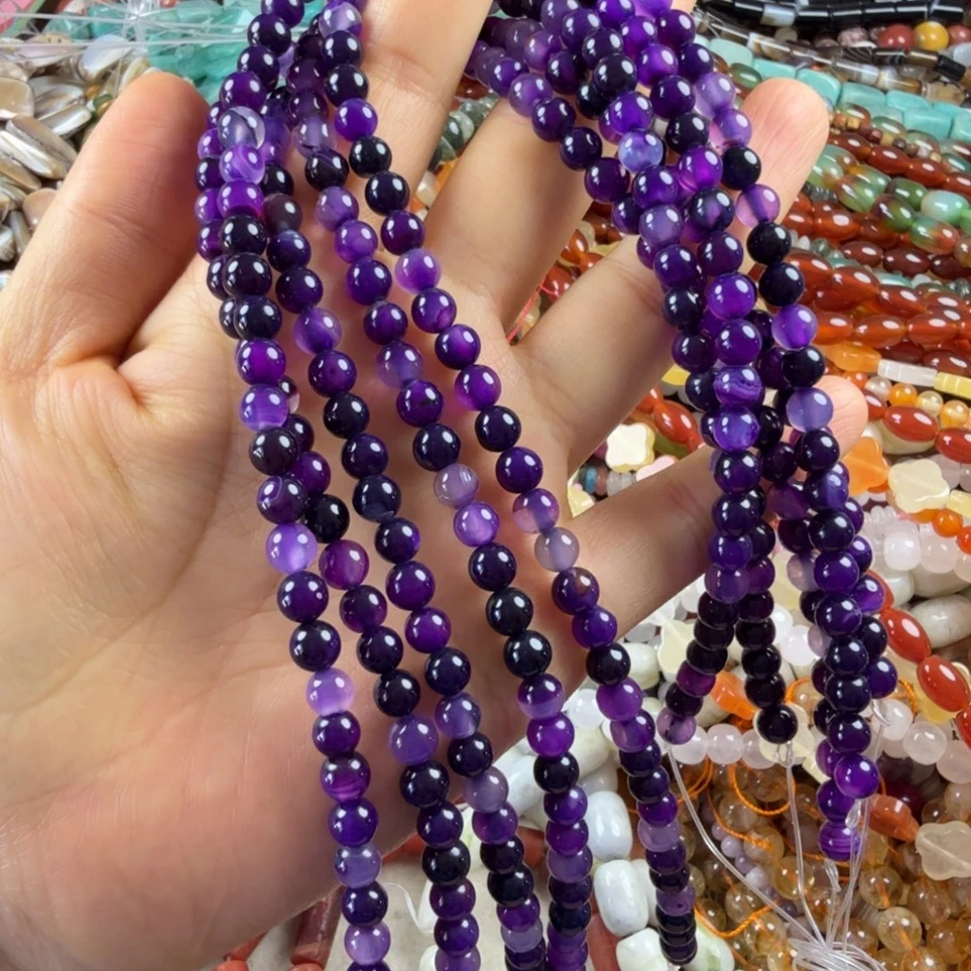 查罗石合金珠宝半成品卡6紫玛一条