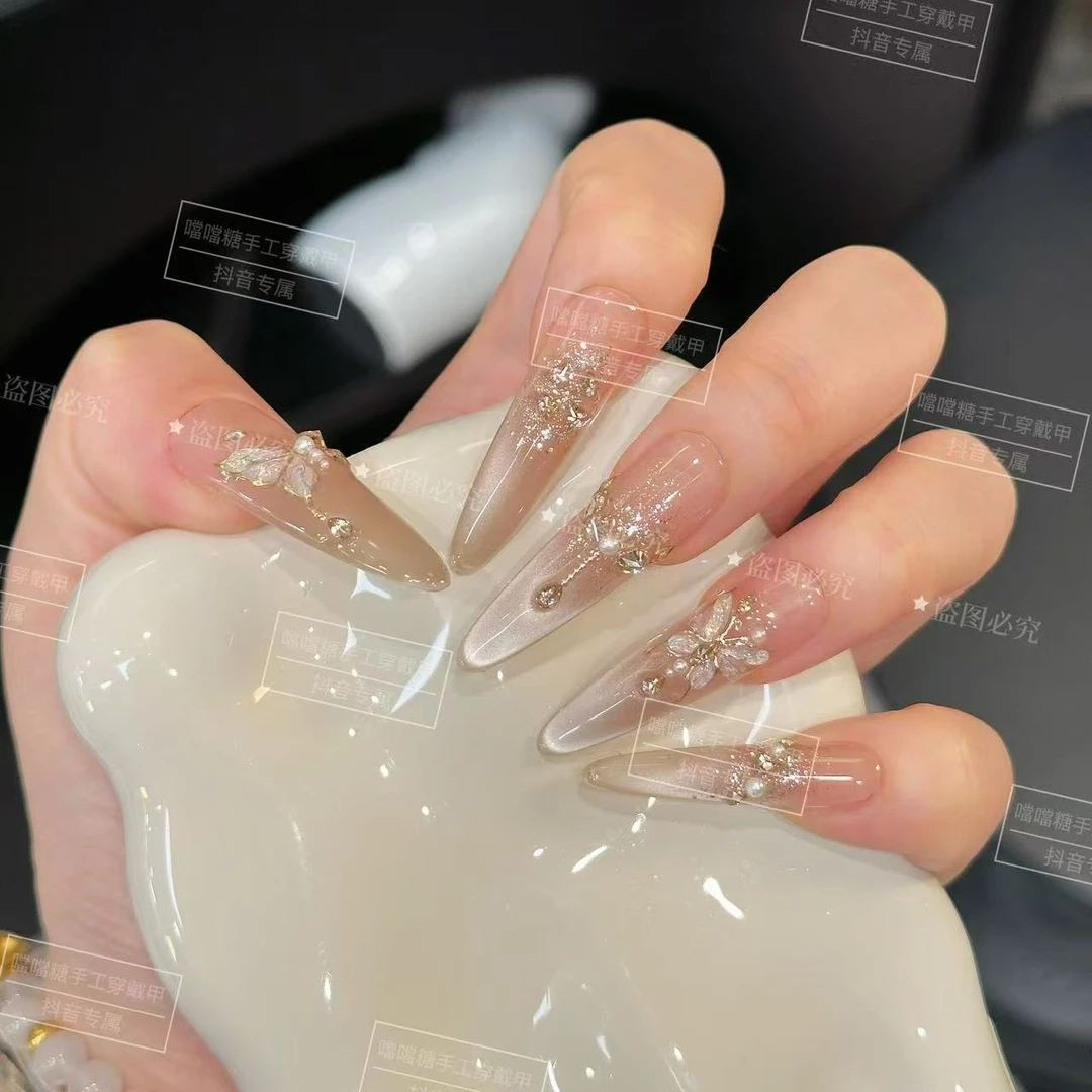 【鎏光迷蝶】原创手工高定轻奢猫眼显白气质百搭纯手工穿戴甲美甲Z5