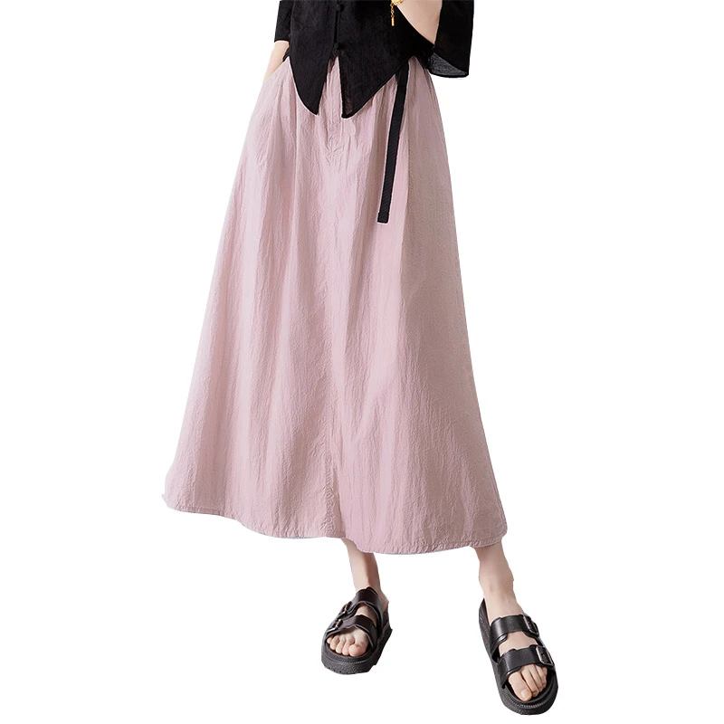 丝柏舍2025春装新款女装纯色宽松垂感长款A字休闲半身裙S51B0964B