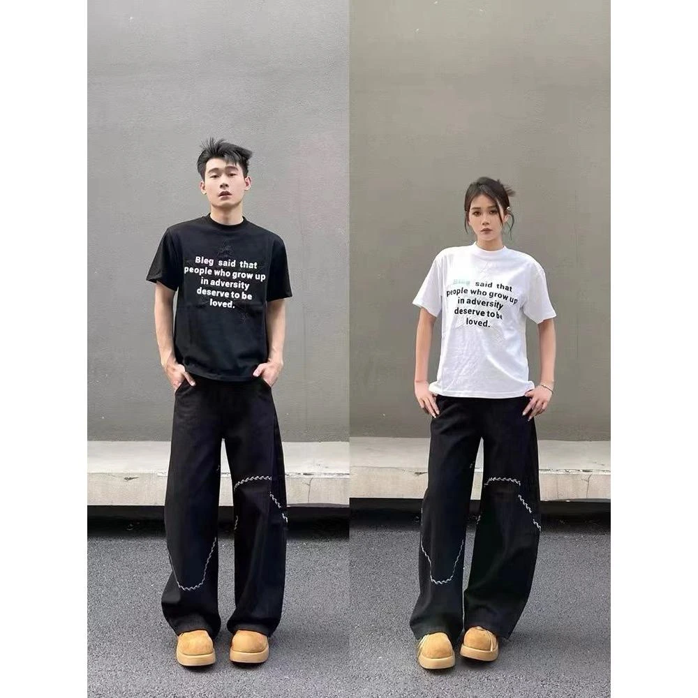 EME【牛王丹宁】简约复古原色原浆丹宁宽松阔腿弯刀裤牛仔裤男女