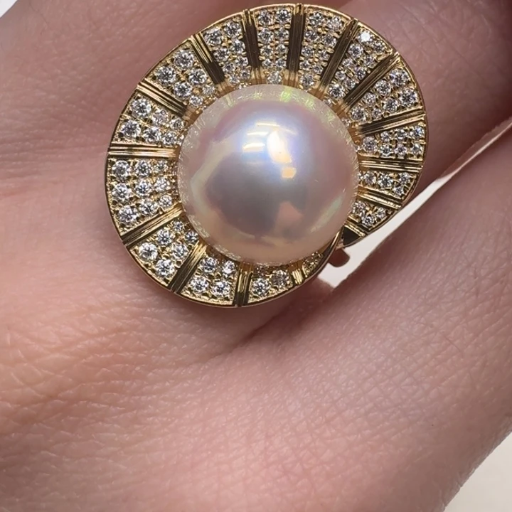 拼合珍珠（马贝珠）戒圈18K金镶嵌