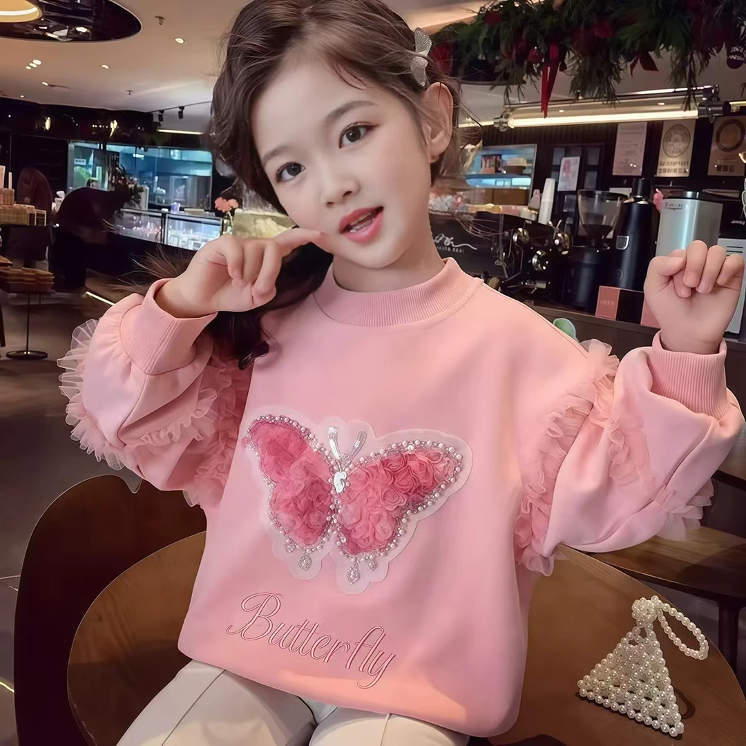 女童新款2025春秋洋气卫衣韩版女宝宝春季网红儿童卫衣