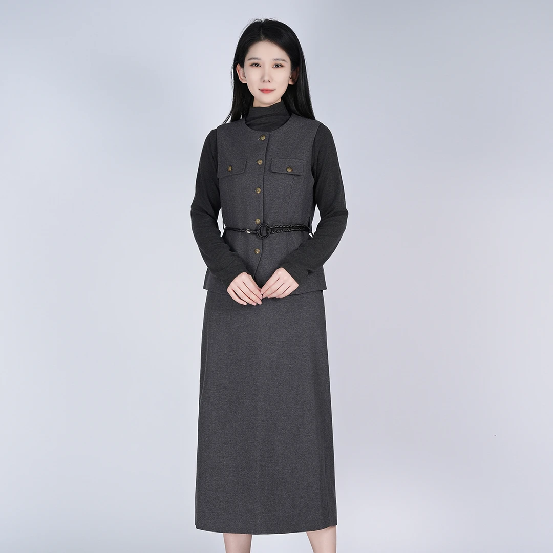 中式圆领女显瘦秋季新款套装WH05007555+WK05007555+WS05007555