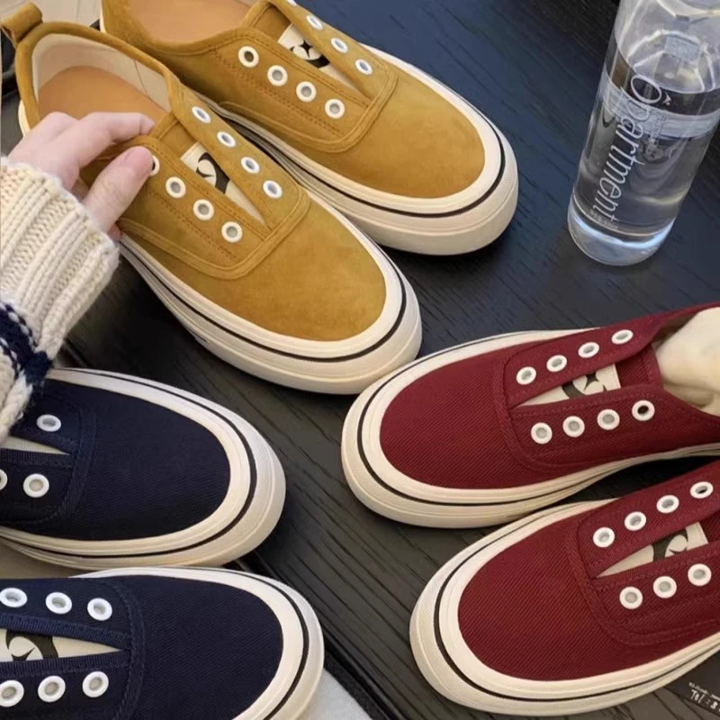 《万达撤柜》同款懒人休闲板鞋女2024秋冬新款帆布鞋乐福鞋百搭