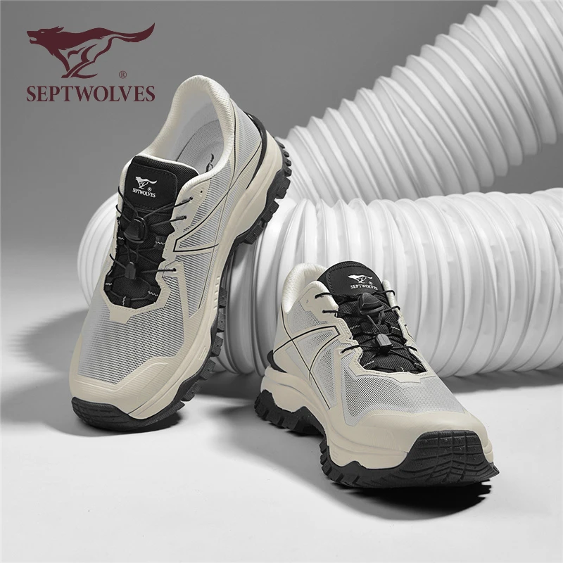 七匹狼男鞋2025秋冬户外时尚透气网面减震轻便健步休闲松紧运动鞋