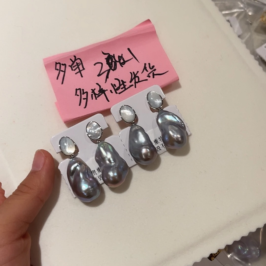合金淡水珍珠耳饰