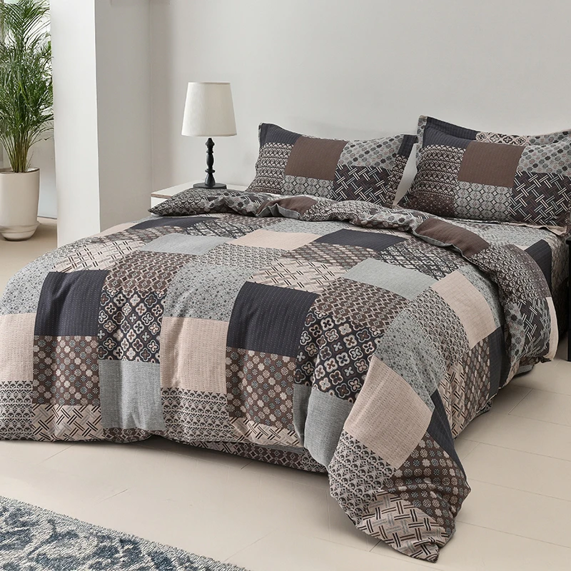 【栗子家】万福咖！全棉A类色织提花双层纱四件套