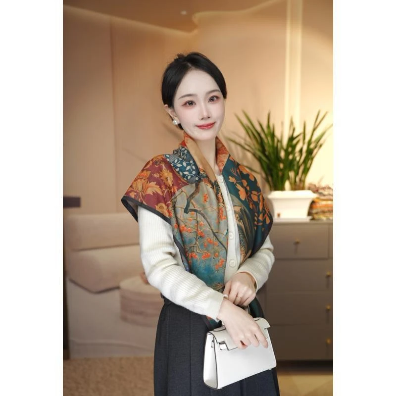 P12【柿子】 磨毛绒 双面异色 85x85左右丝巾 百搭 舒适 保暖 寓意