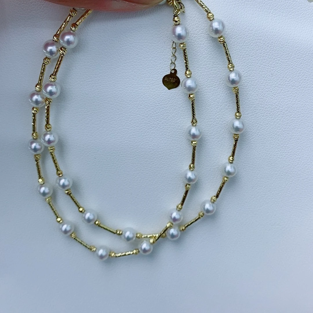 淡水珍珠18K金镶嵌颈饰