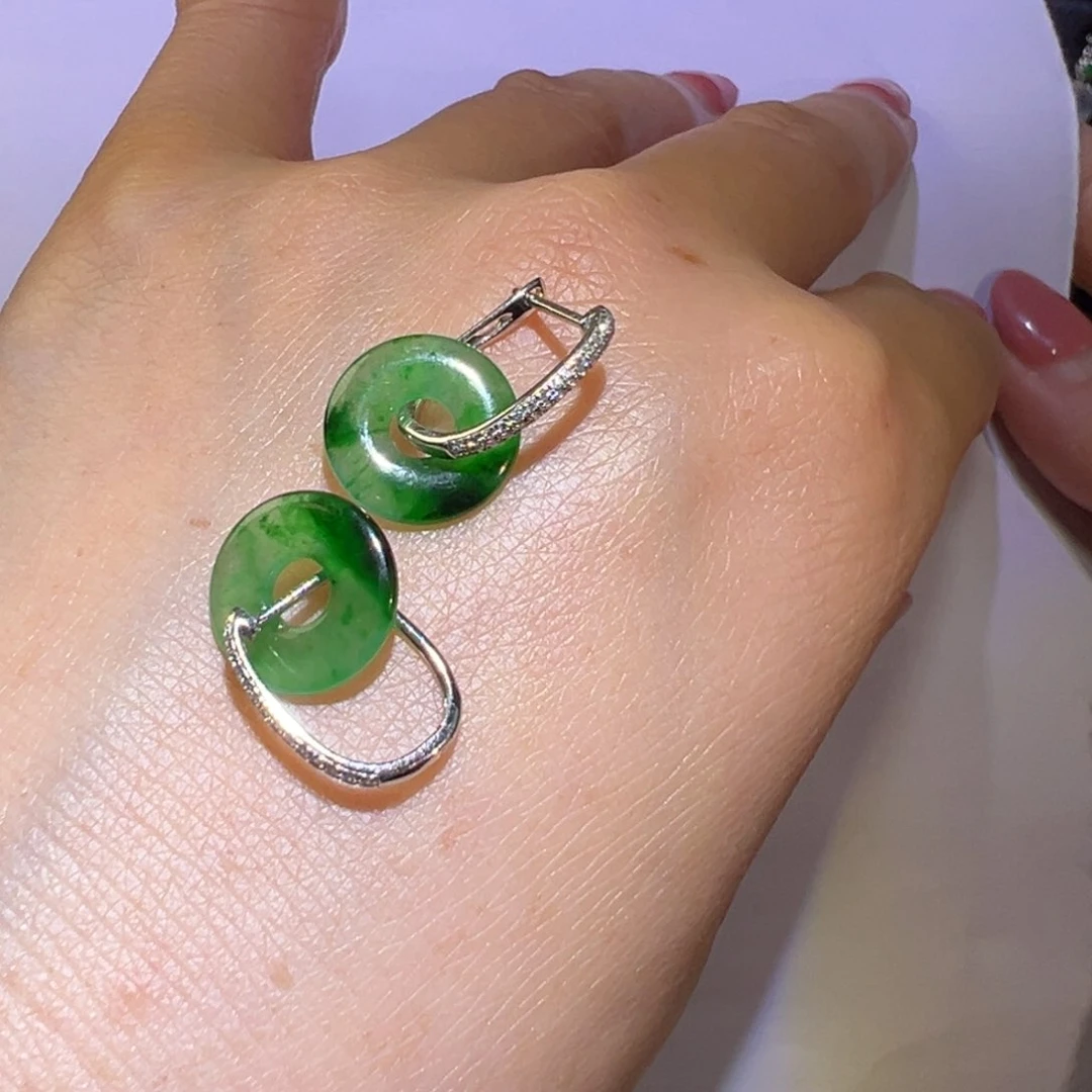 翡翠颈饰18K金镶嵌耳环