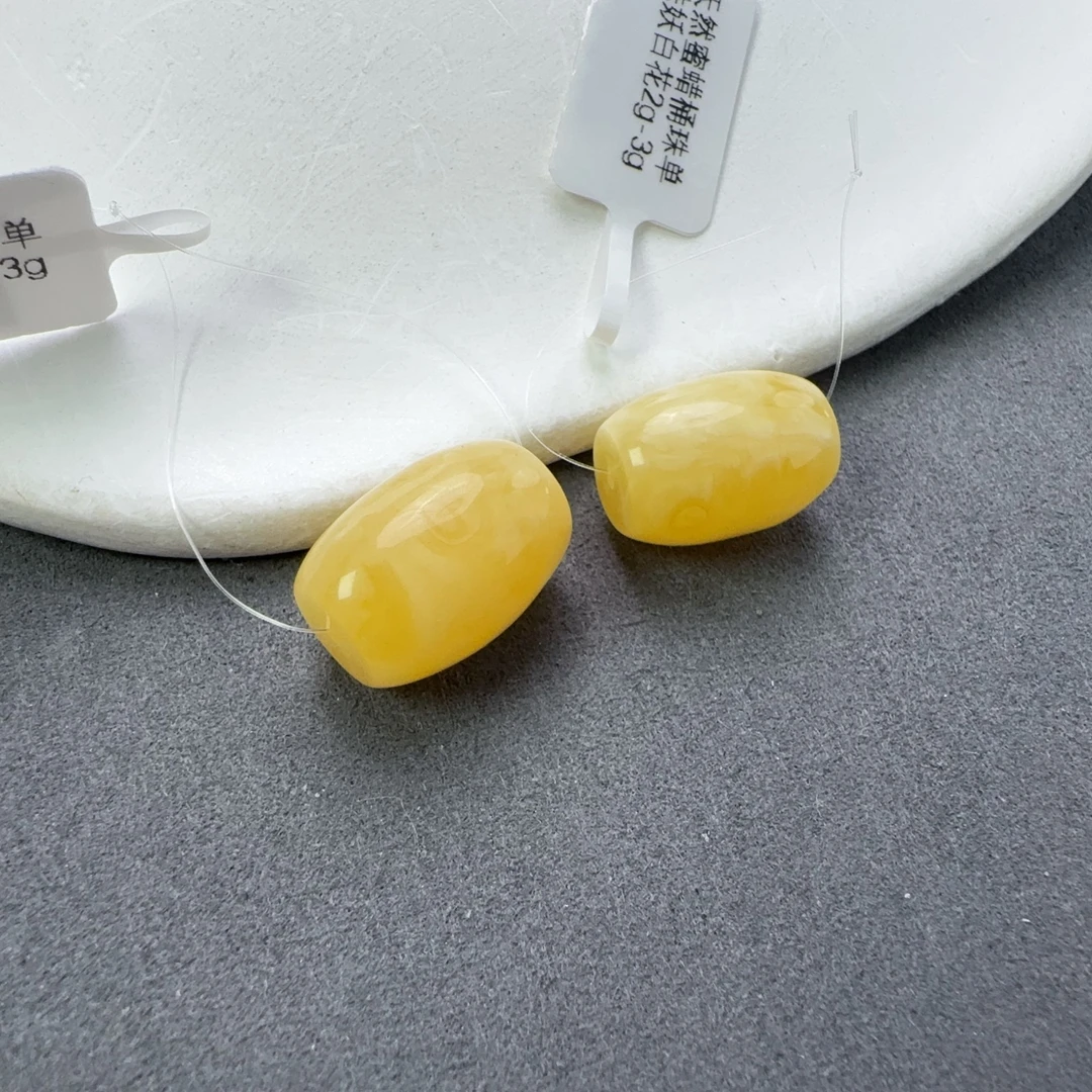 天然蜜蜡桶珠单珠妖白花2g-3g多样性发一