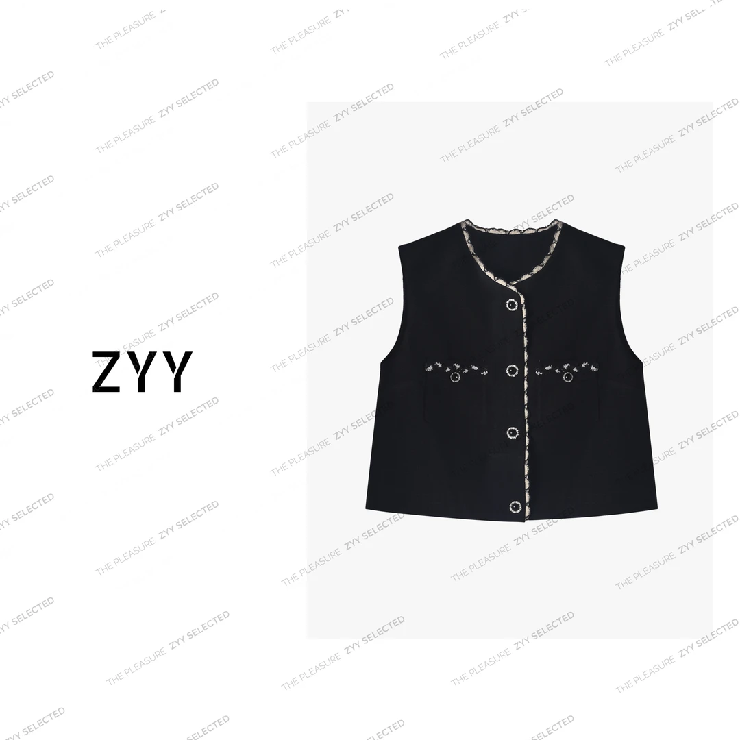 ZYY【缪斯印记】2025/S新品小香风轻薄百搭显瘦马甲女X25QMJ04018