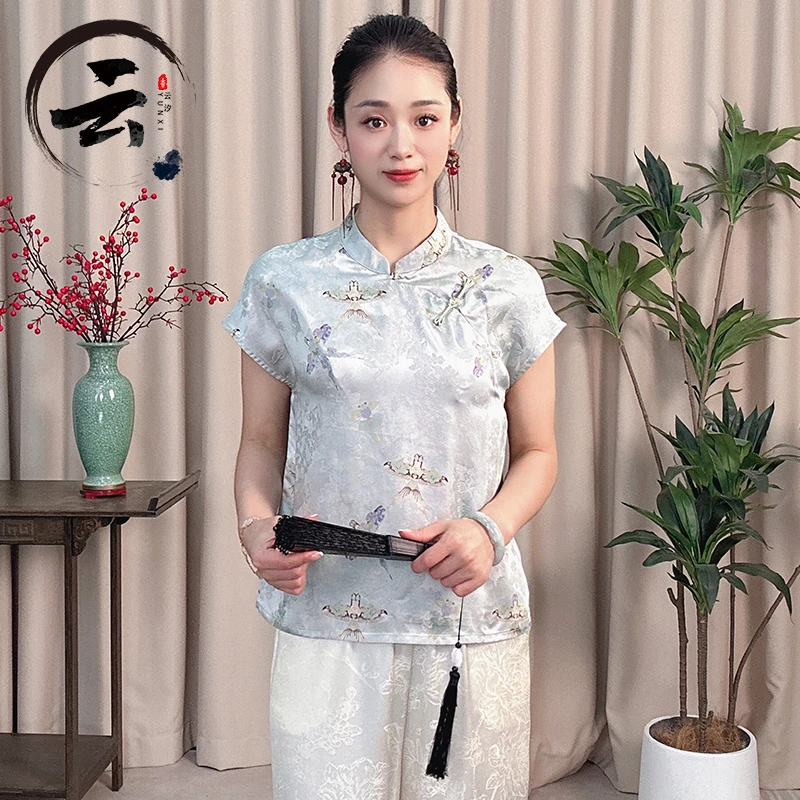 云汐518夏装新款百搭显瘦小立领飞袖小衫