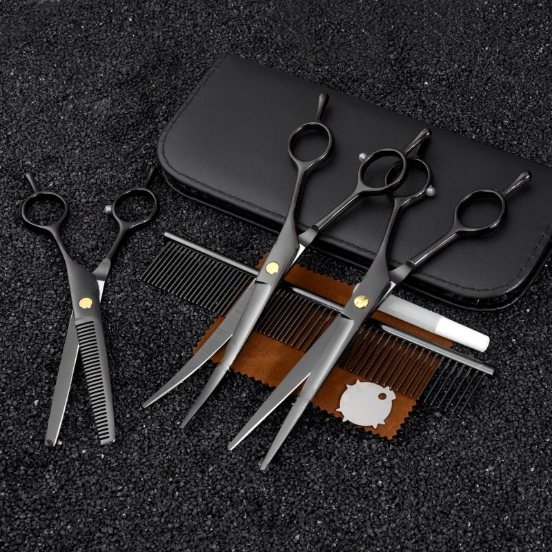 7寸宠物美容剪刀牙剪平剪宠物修毛剪宠物弯剪剪毛狗狗猫工具