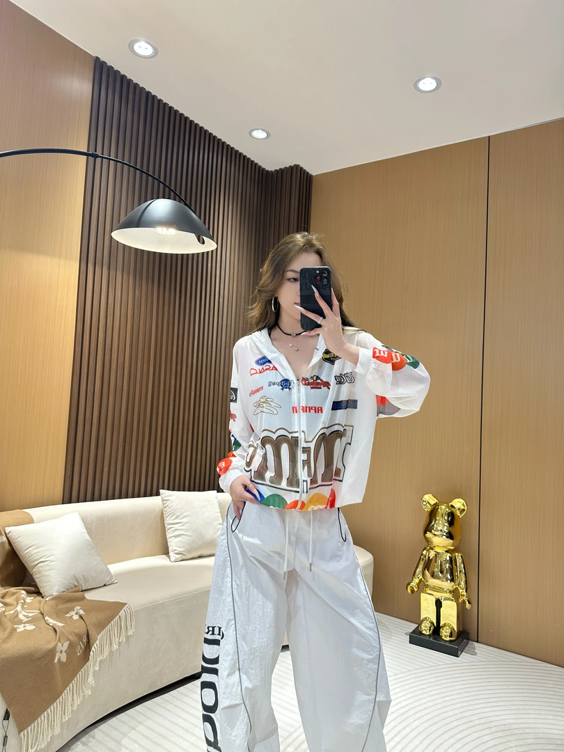 DA6060网纱印花连帽外套 夏季长袖网纱防晒外套时尚休闲百搭宽松