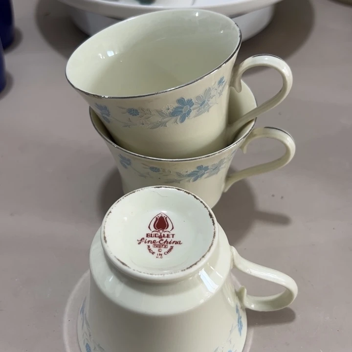 瓷片陶瓷制品春蕾马蹄杯3个