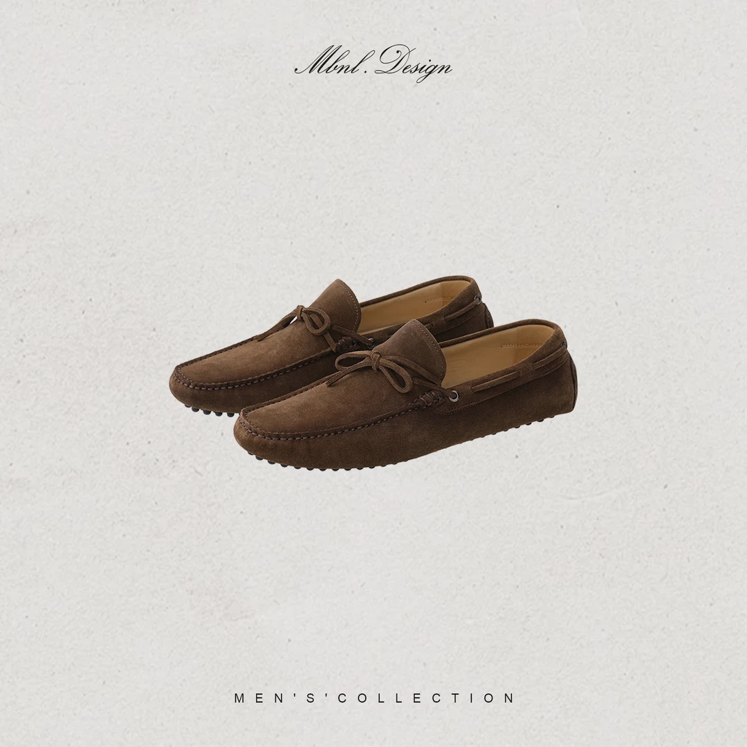 MBNL-F「砾间牛绒」秦磊男装牛反绒慵懒一脚蹬豆豆鞋LL-WXZ9018