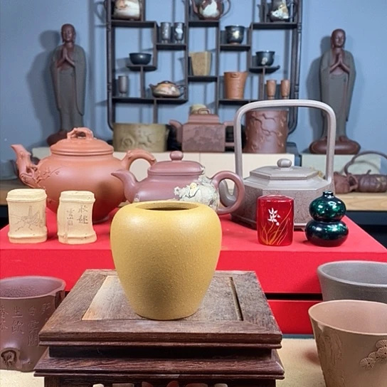 紫砂茶杯小花器黄段泥