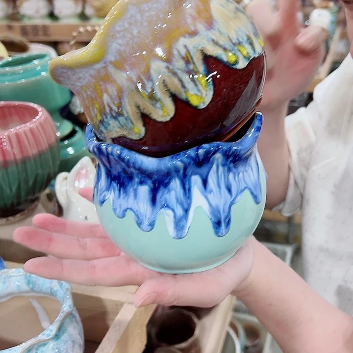 有孔，凑单福利满10元发货陶瓷多肉花盆！