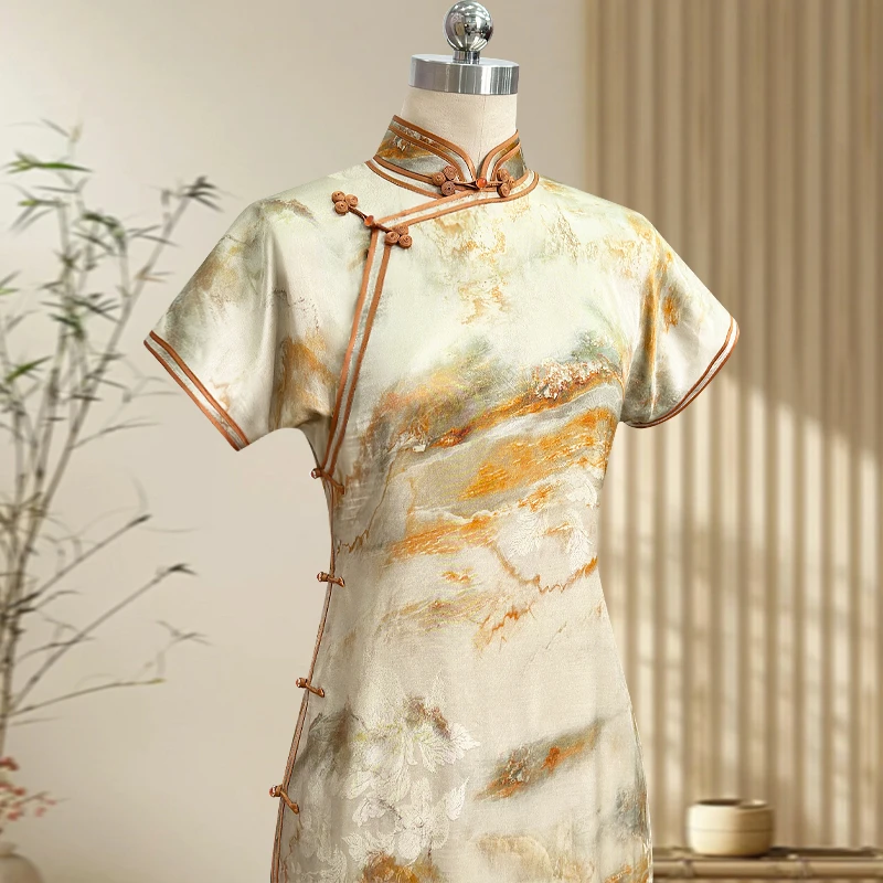 清影 玲珑娇高端旗袍年轻款国风古韵古法全开襟时尚气质2025新款