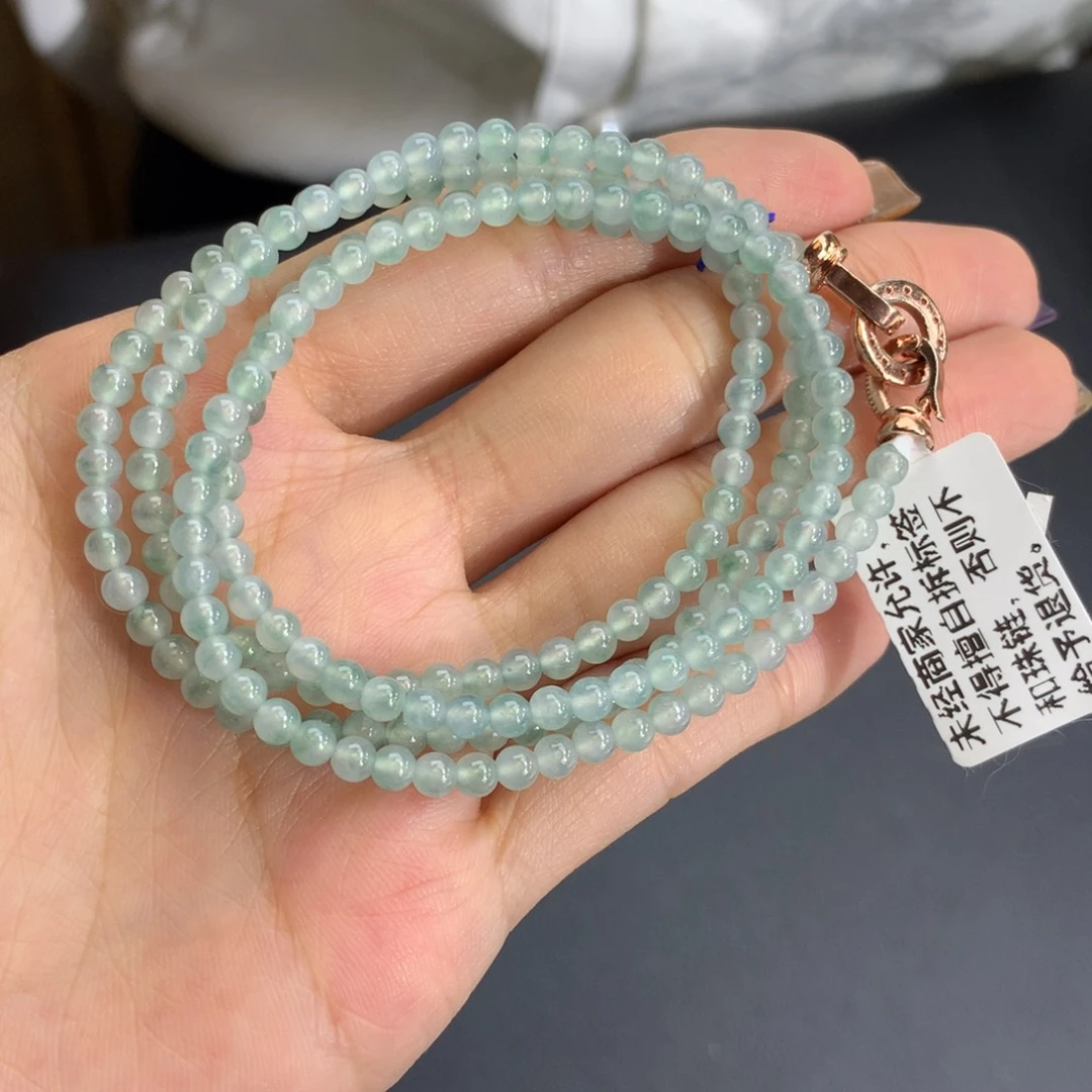 未镶嵌手串翡翠卡3.5冰胶蓝晴飘花小米项链
