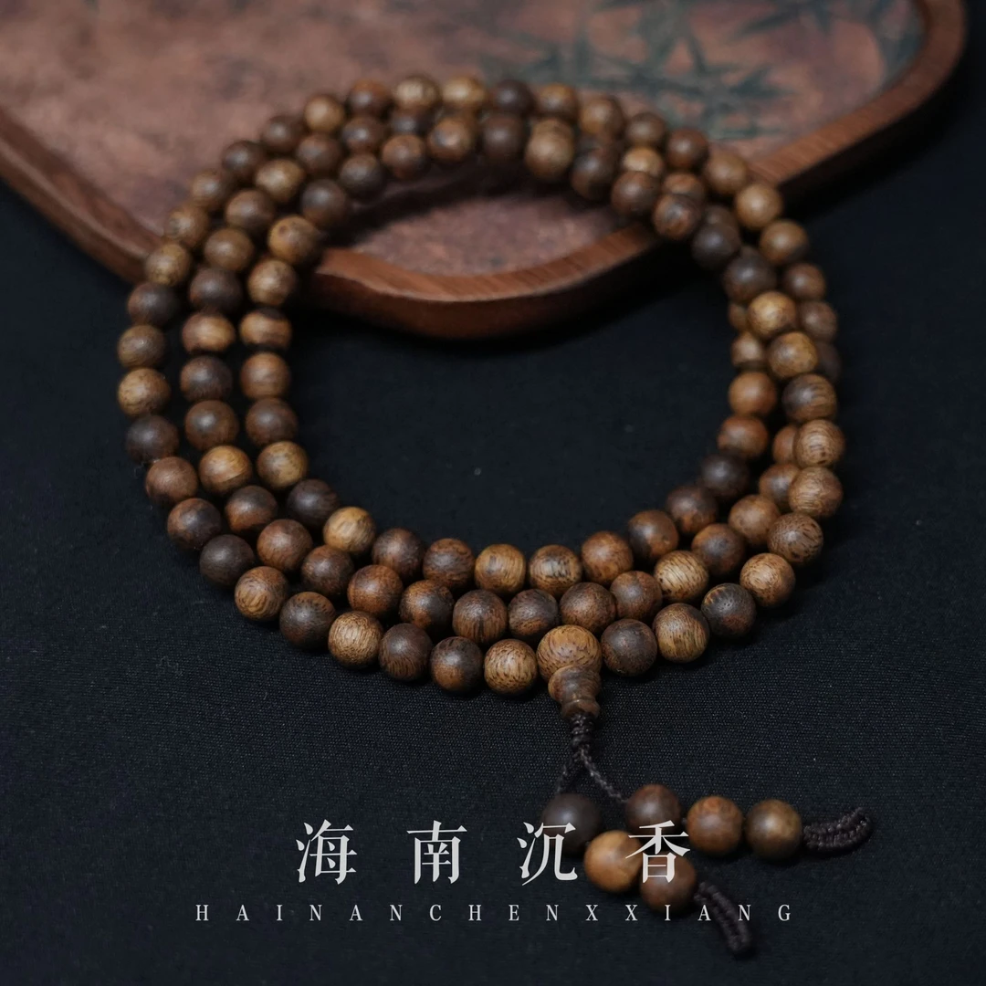 沉香海南母树老白棋高级香味圆珠多圈手串【琼姐力荐】