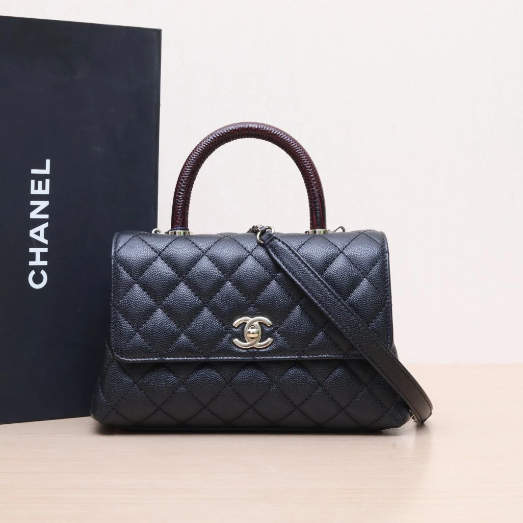 99新 Chanel/香奈儿 【小花Han】Coco Handle小号 黑色芯片开包