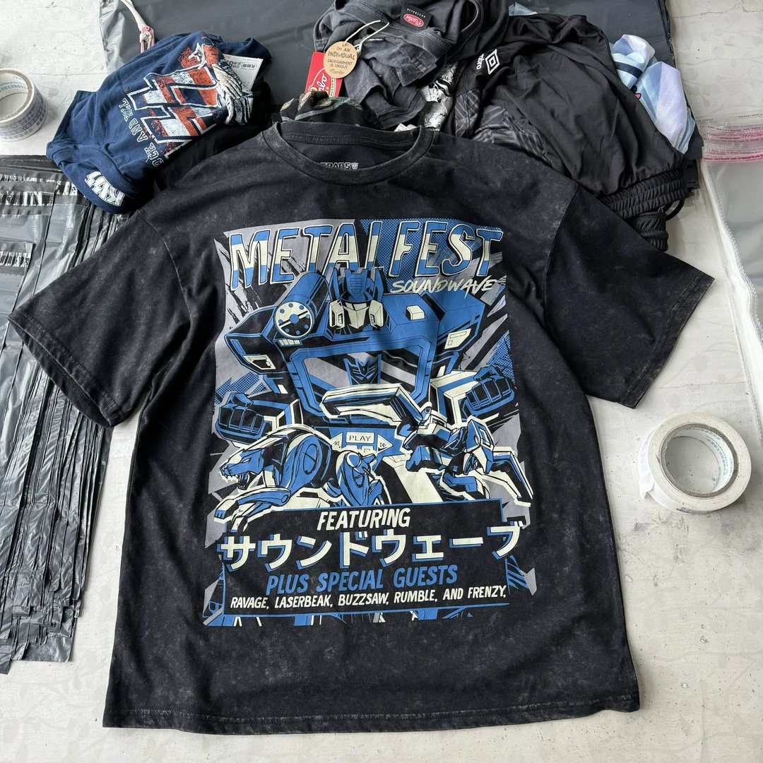 新款短袖变形汽车系列 声波水洗宽松美式tee