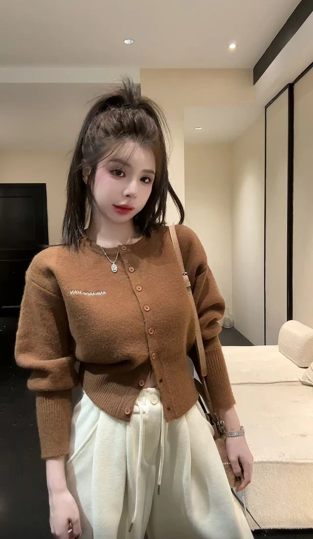 【HuiHui】韩版休闲风针织长袖毛针织衫慵懒风ins开衫（L0304）