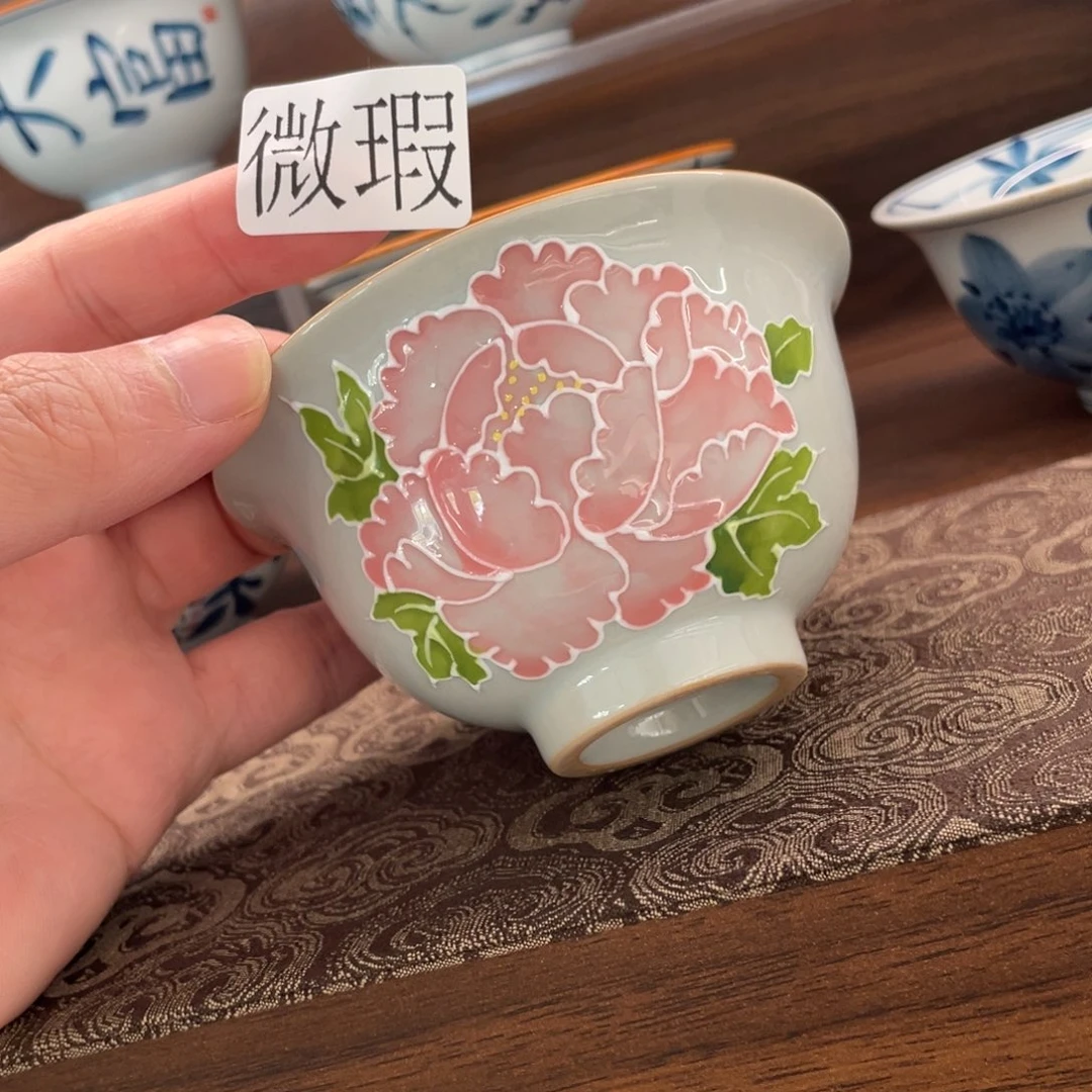 釉下手绘茶具微瑕