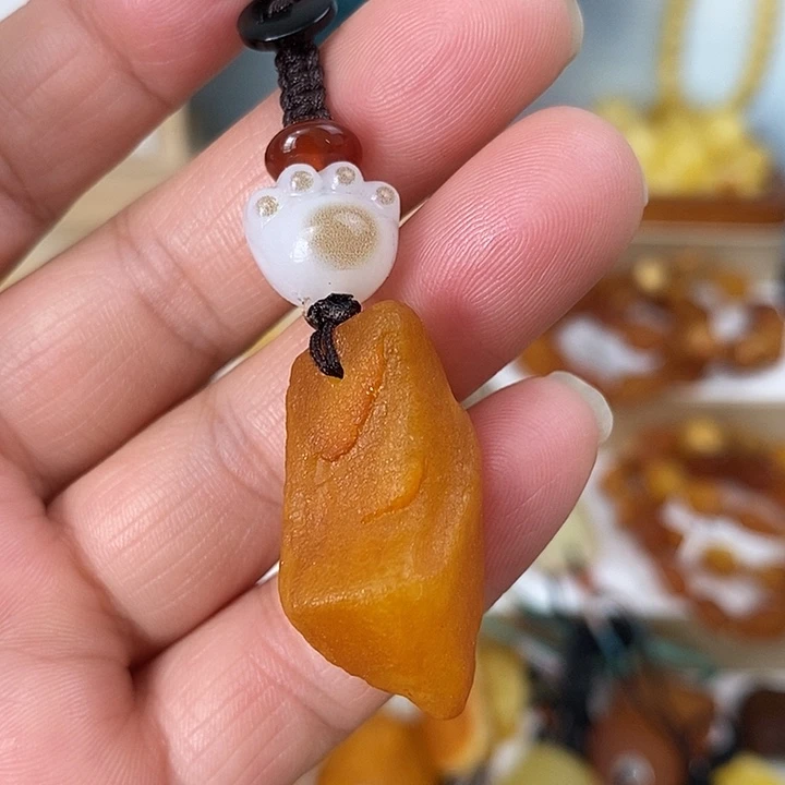未镶嵌蜜蜡裸石钥匙扣
