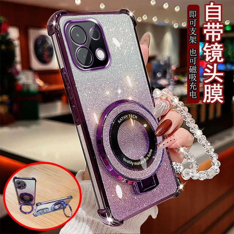 适用OPPO k12s手机壳PLD110磁吸充电四角气囊防摔保护套镜头全包