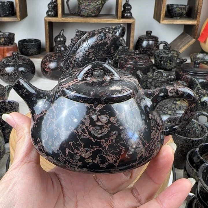 梅花玉紫金粉石瓢壶