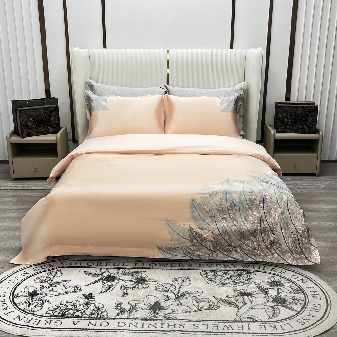 【高货清仓】高端超柔精工纯棉刺绣四件套-伊芙/粉