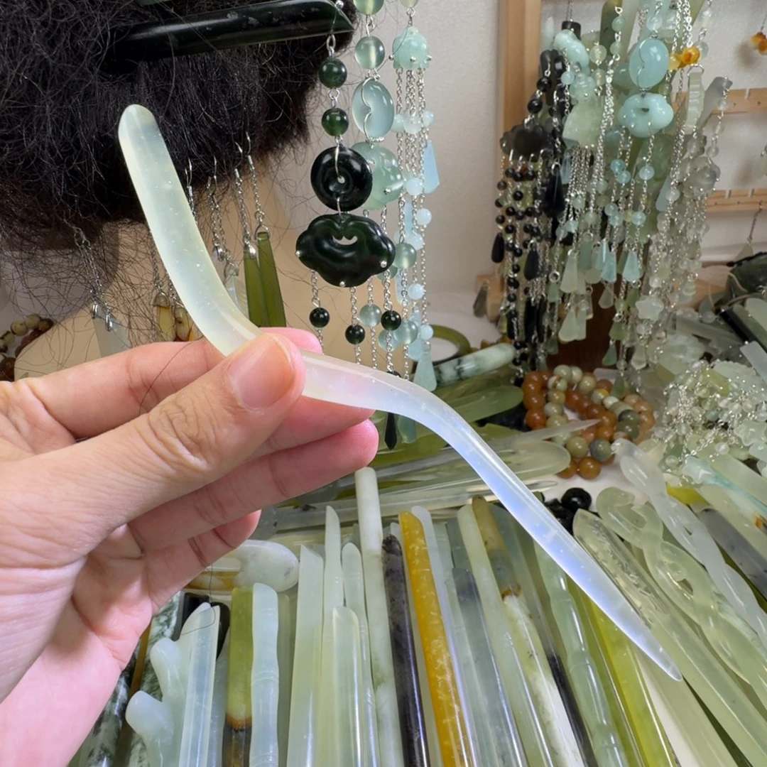 蛇纹石玉合金发饰