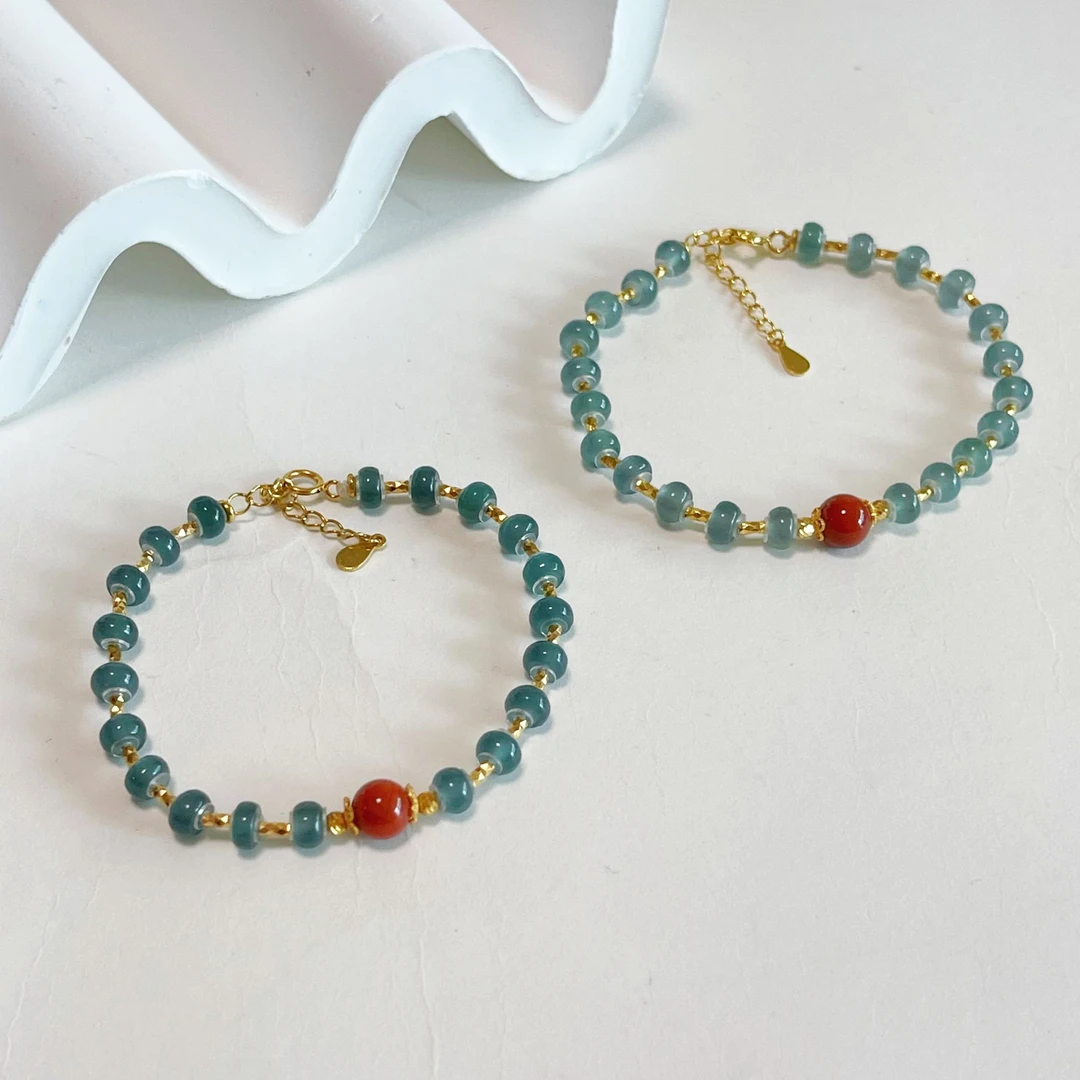 【小宝珠宝】3 S26533-S925银翡翠手链-多样性发一件-5mm+