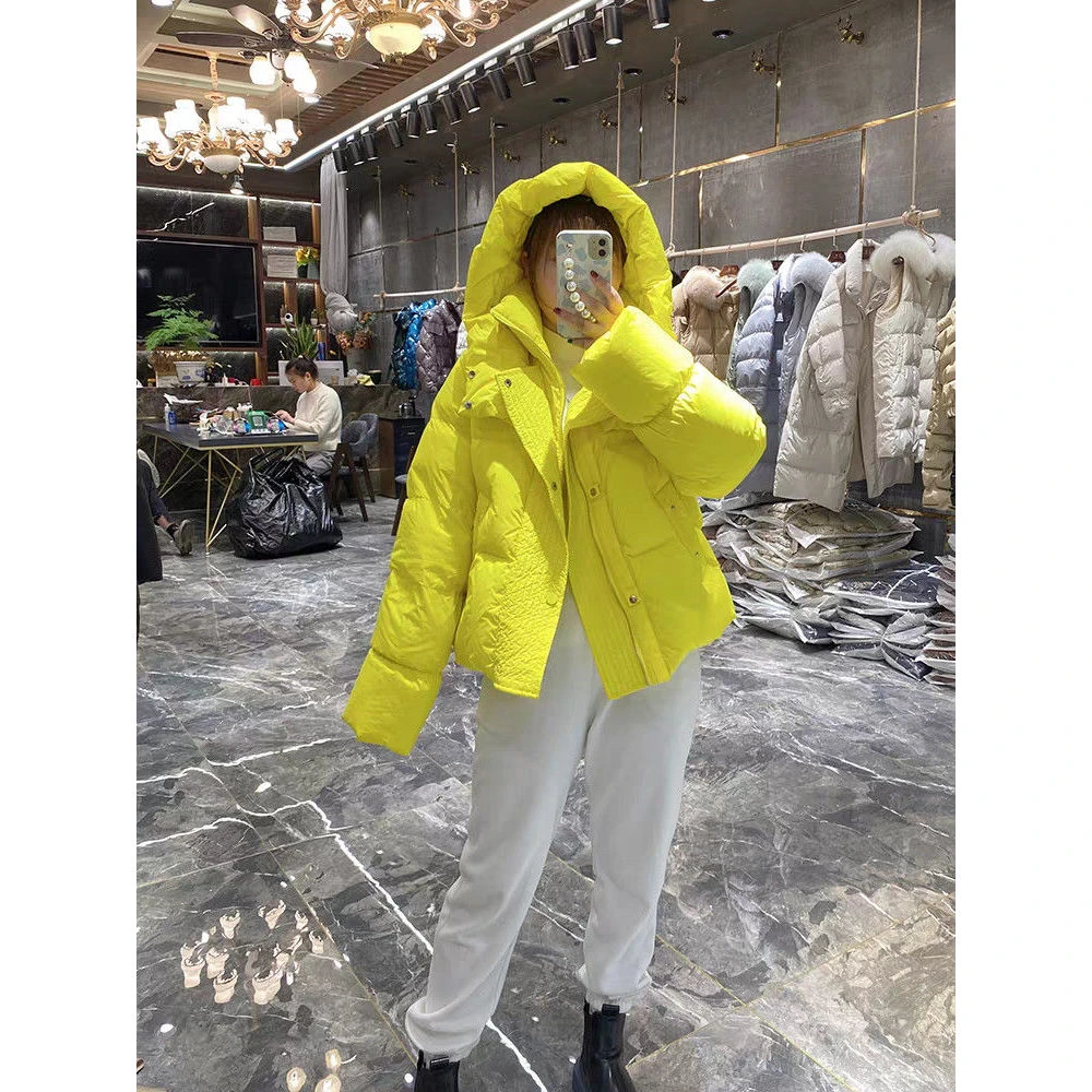 韩版女2025短款欧洲站冬新款显瘦90白鸭绒宽松中长款冬季时尚外套