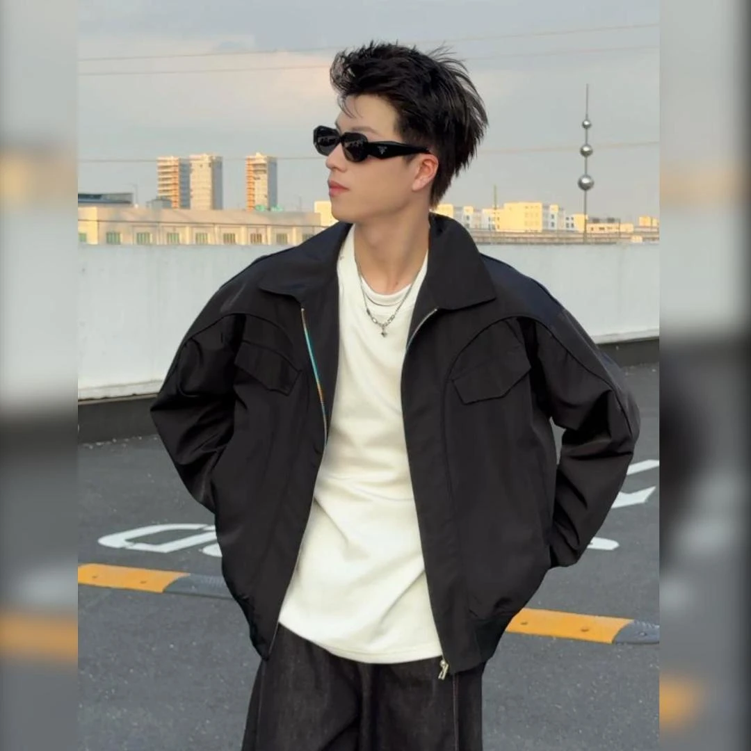 WNBV美式bomber飞行员夹克外套男早秋潮牌cleanfit宽松短款棒球服