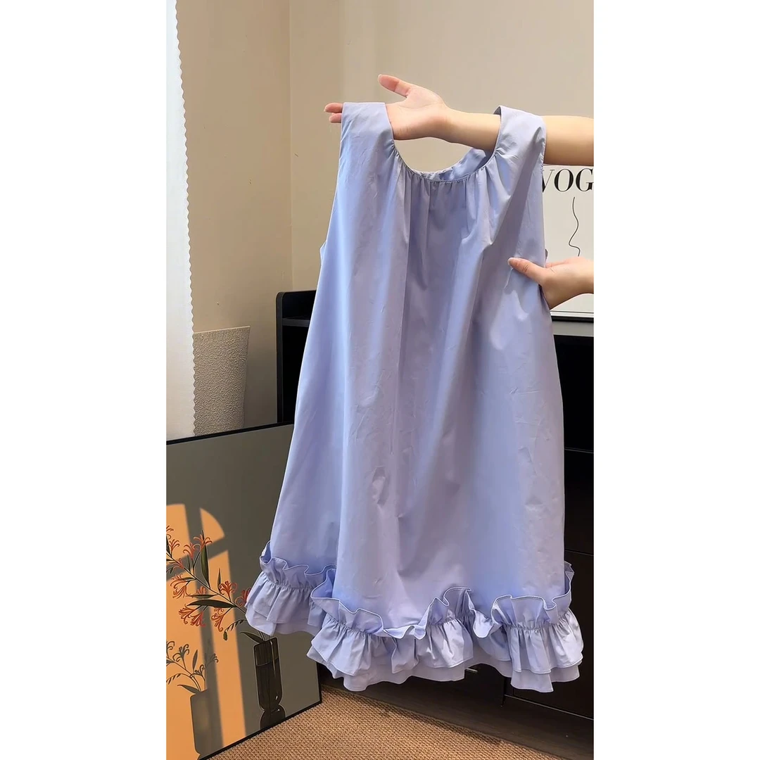 初夏穿搭2025新款独特别致超好看欧货爆款洋气法式蓝色连衣裙子女