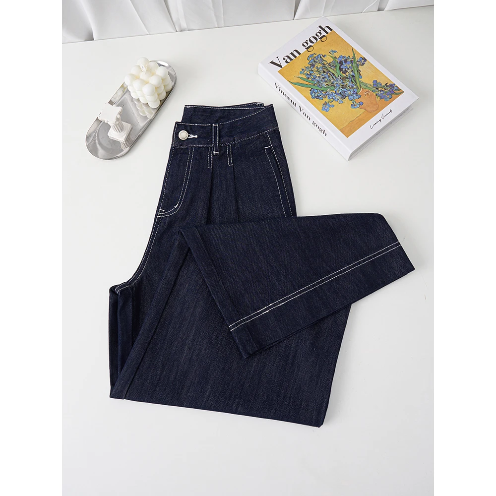 missrococo/洛可可小姐2025夏季无弹宽松丹宁中高腰阔腿牛仔裤女