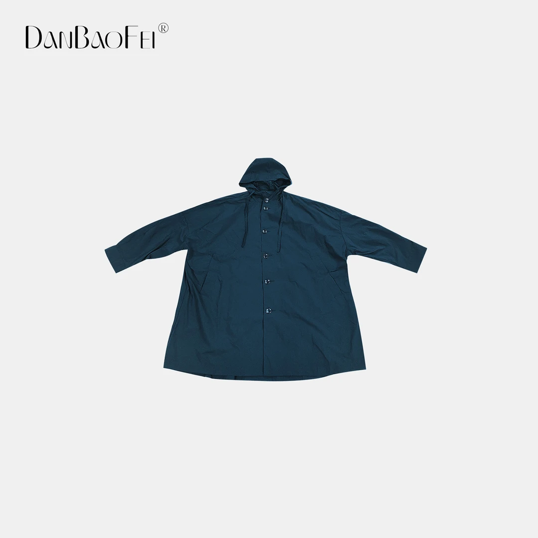 【DAYO】极简纯色休闲宽松廓形连帽风衣外套 YLM00595