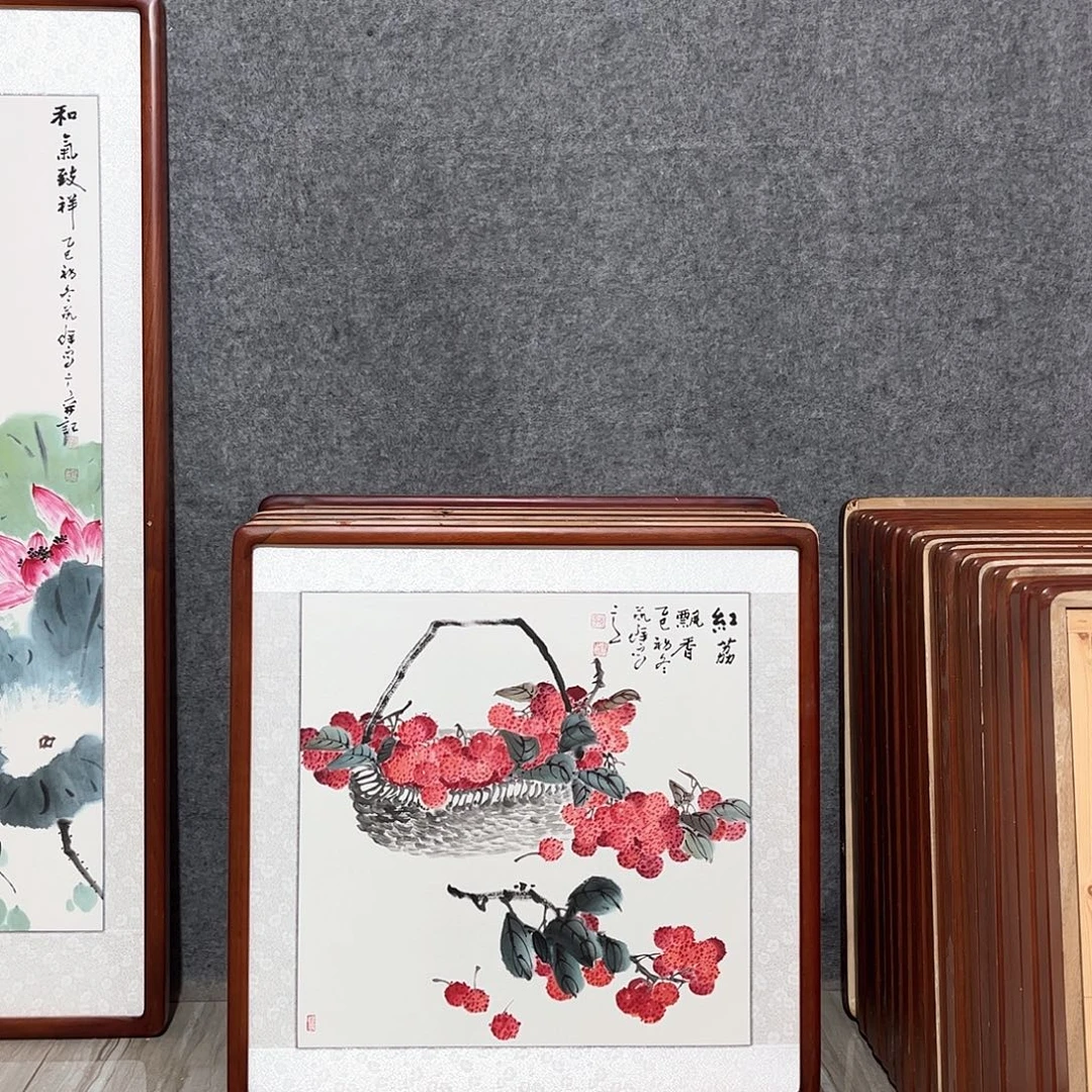 国画书画作品带框63×63