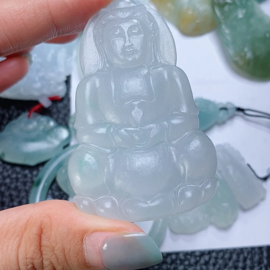 定制翡翠未镶嵌毛货付款后确认抛光