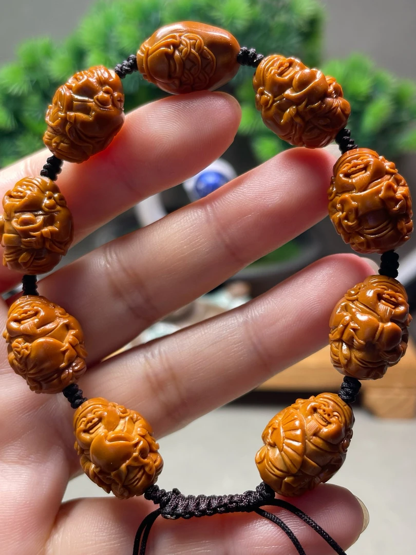 1.4手工小财神可爱小财神八方来财精品橄榄核雕文玩手串