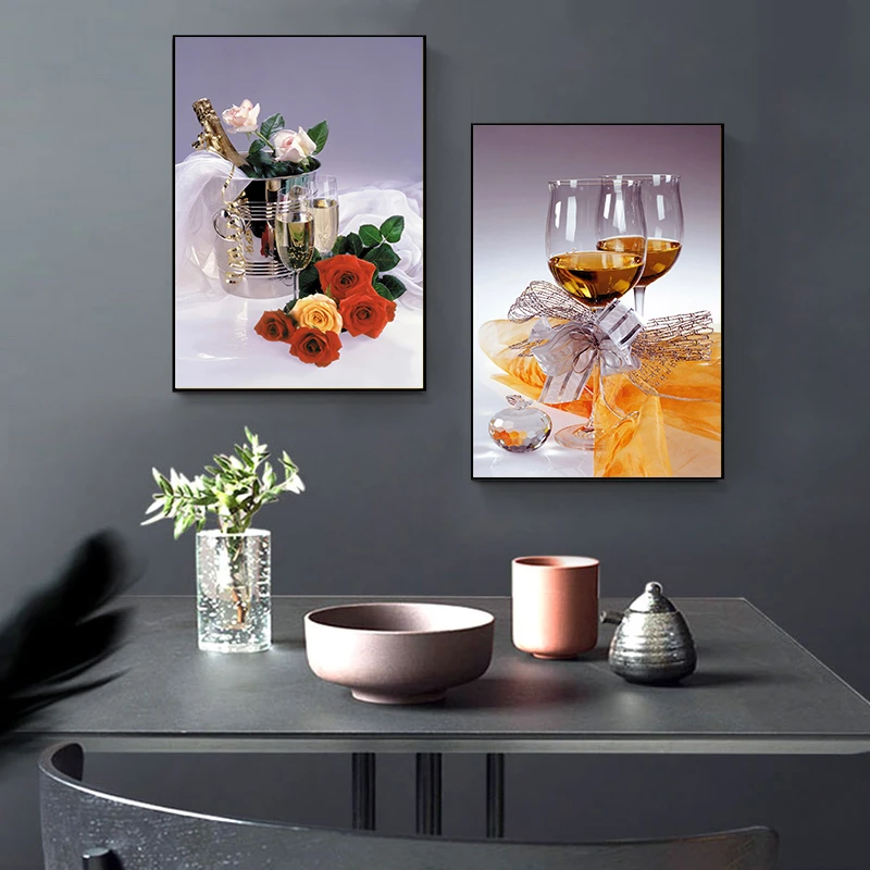 【花花世界】现代简约餐桌饭厅墙面挂画餐厅装饰画两联挂画