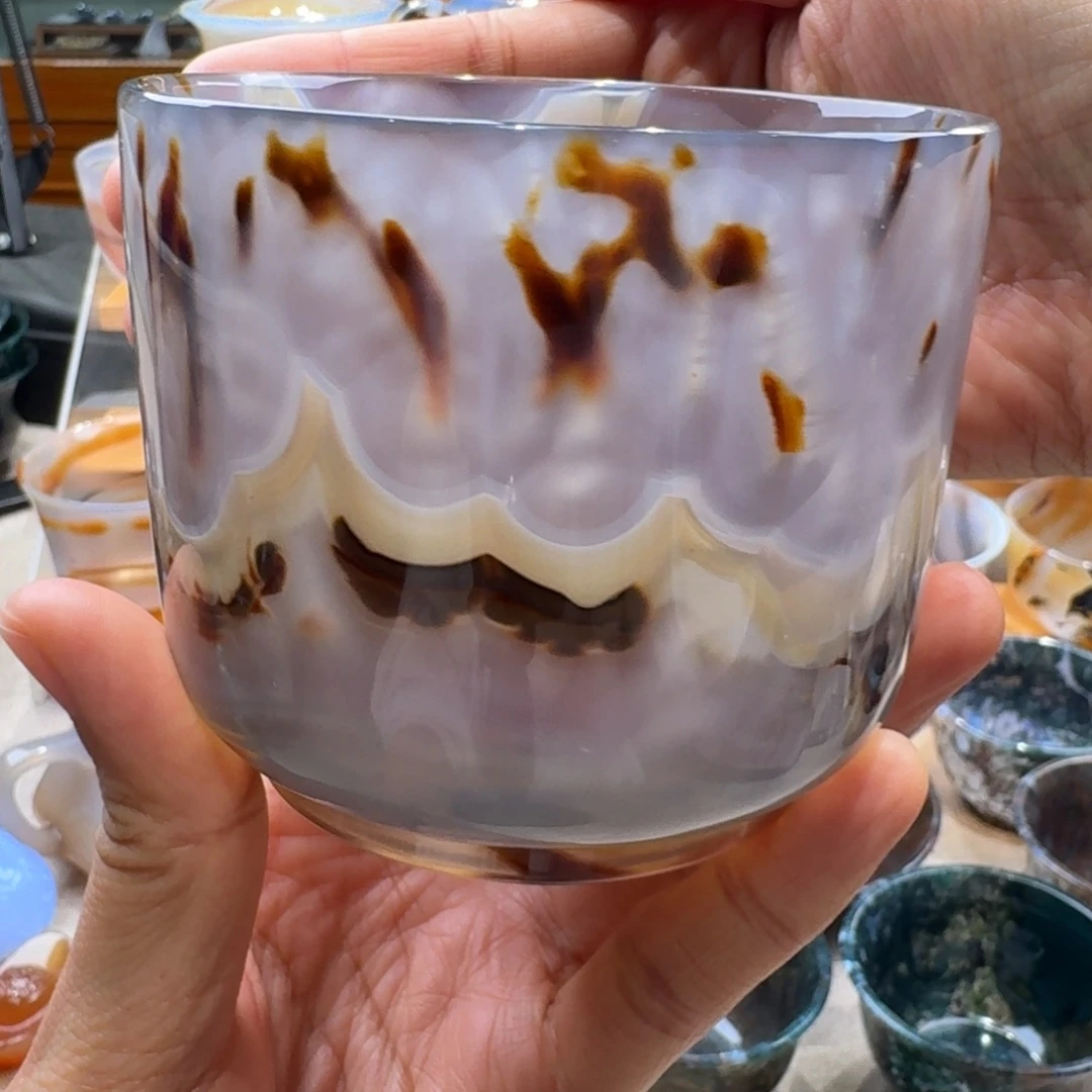 用***5玛瑙/玉髓未镶嵌玛瑙茶杯