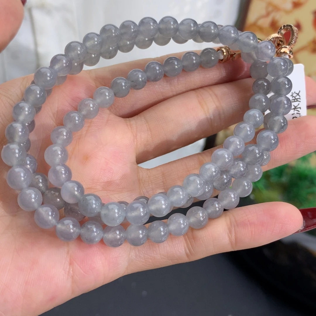 翡翠未镶嵌手串卡6.3冰胶乌鸡项链