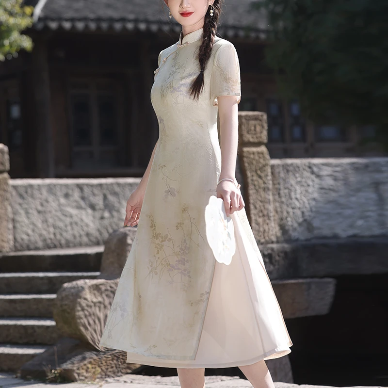 高端新中式旗袍绝美民国风2025夏新款老上海晚礼服日常可穿连衣裙