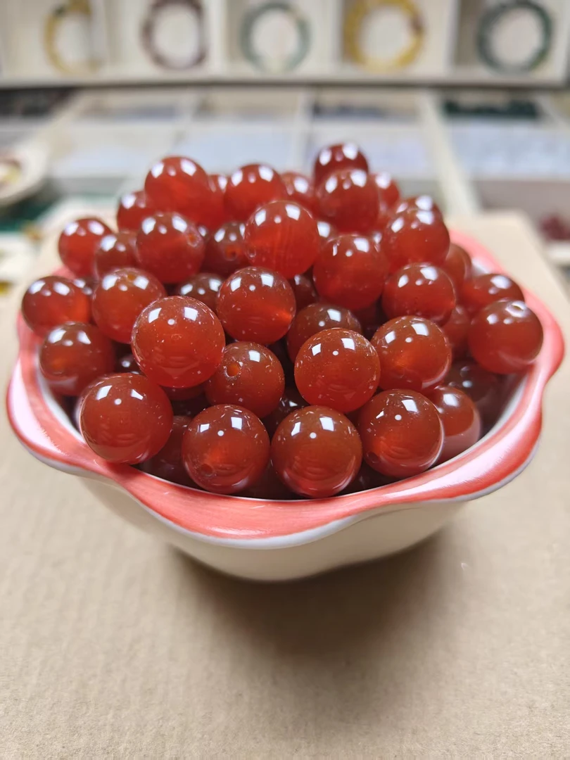 【红色玛瑙】7A级天然红玛瑙散珠DIY手工串珠