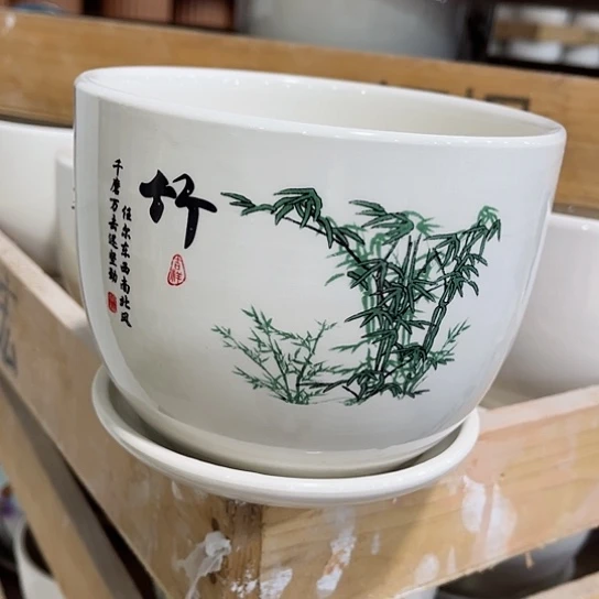 多肉绿植陶瓷花盆9.9包邮，有孔